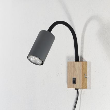 Globo – Lanksti sieninė lempa 1xGU10/25W/230V pilka/ruda