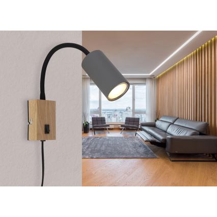 Globo – Lanksti sieninė lempa 1xGU10/25W/230V pilka/ruda