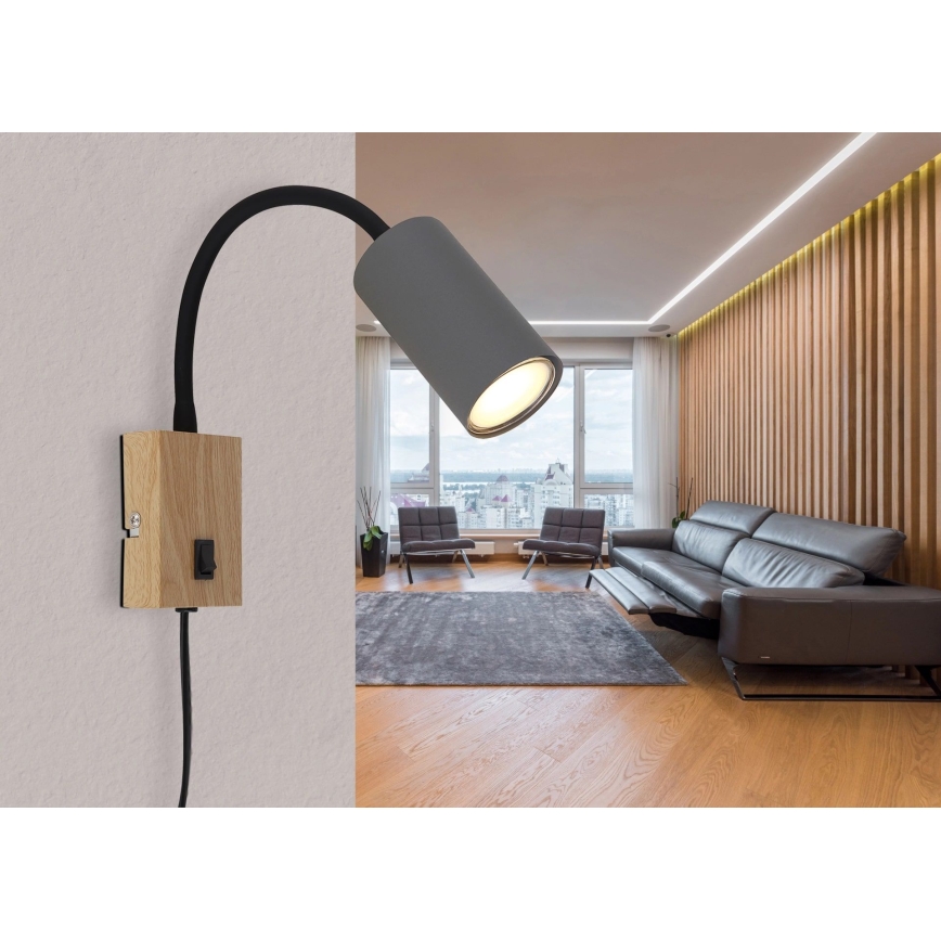 Globo – Lanksti sieninė lempa 1xGU10/25W/230V pilka/ruda