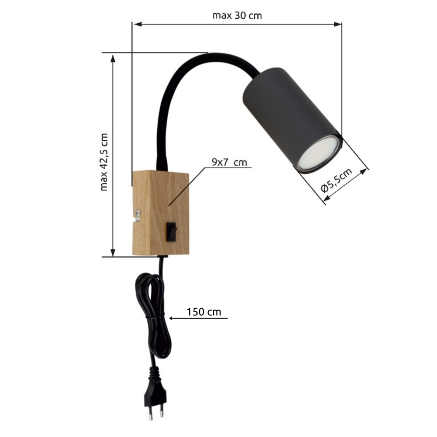 Globo – Lanksti sieninė lempa 1xGU10/25W/230V pilka/ruda