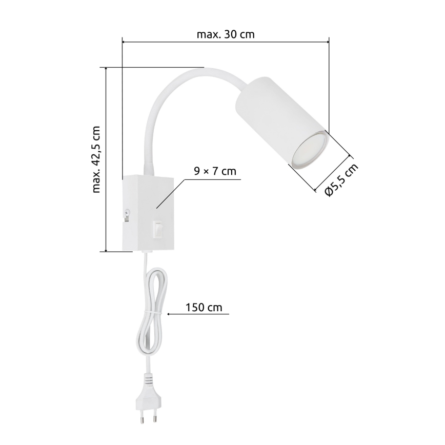 Globo – lankstus sieninis šviestuvas 1xGU10/25W/230V baltas