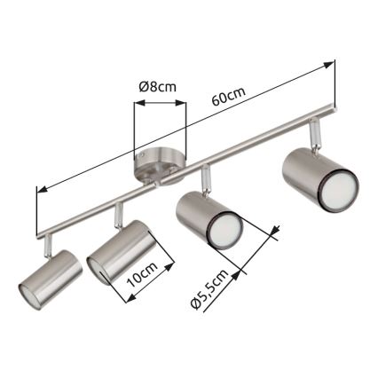 Globo - Akcentinis apšvietimas 4xGU10/25W/230V matinis chromas