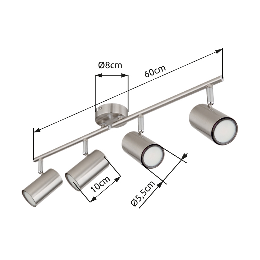 Globo - Akcentinis apšvietimas 4xGU10/25W/230V matinis chromas