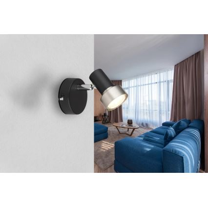 Globo - Sieninis akcentinis šviestuvas 1xGU10/25W/230V juoda/sidabras
