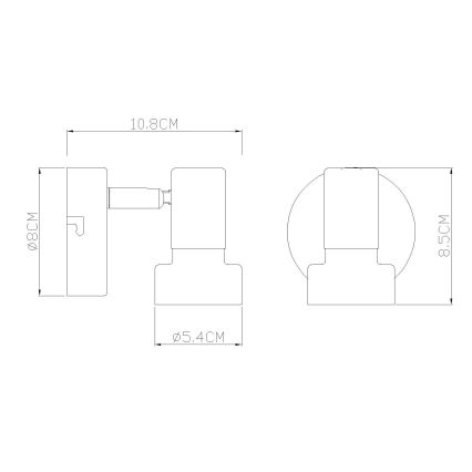 Globo - Sieninis akcentinis šviestuvas 1xGU10/25W/230V juoda/sidabras