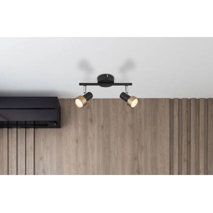 Globo - Akcentinis apšvietimas  2xGU10/25W/230V juoda/auksas