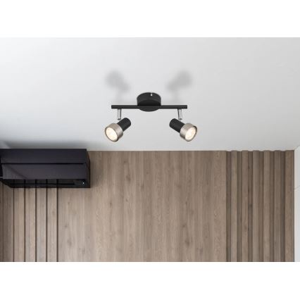 Globo - Akcentinis apšvietimas  2xGU10/25W/230V juoda/sidabras