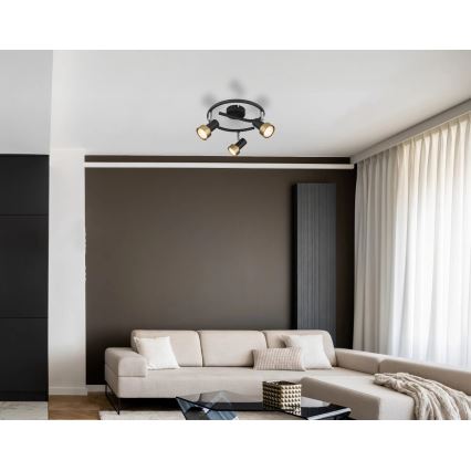 Globo - Akcentinis apšvietimas  3xGU10/25W/230V juoda/auksas