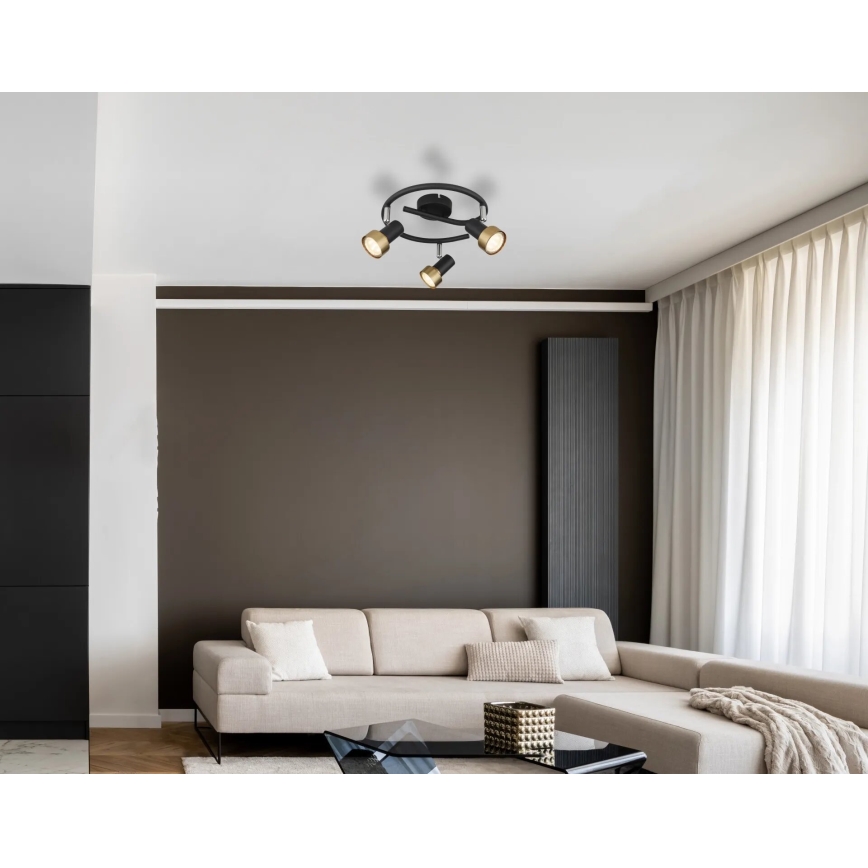 Globo - Akcentinis apšvietimas  3xGU10/25W/230V juoda/auksas