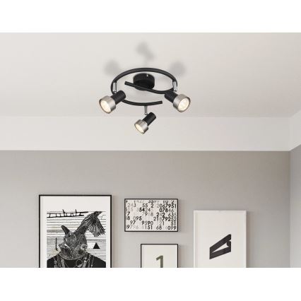 Globo - Akcentinis apšvietimas  3xGU10/25W/230V juoda/sidabras