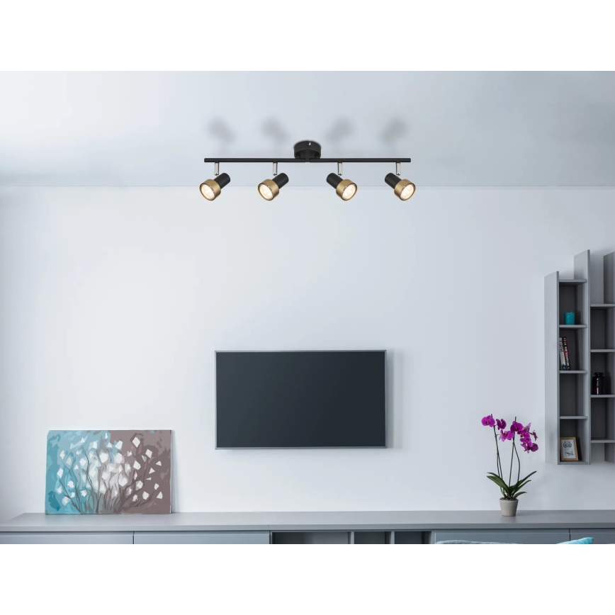 Globo - Akcentinis apšvietimas  4xGU10/25W/230V juoda/auksas