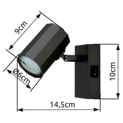 Globo - Sieninis akcentinis šviestuvas 1xGU10/25W/230V juoda