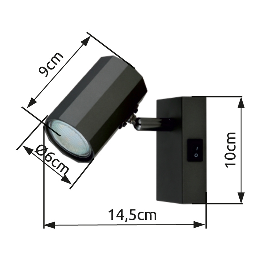 Globo - Sieninis akcentinis šviestuvas 1xGU10/25W/230V juoda