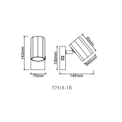 Globo - Sieninis akcentinis šviestuvas 1xGU10/25W/230V juoda
