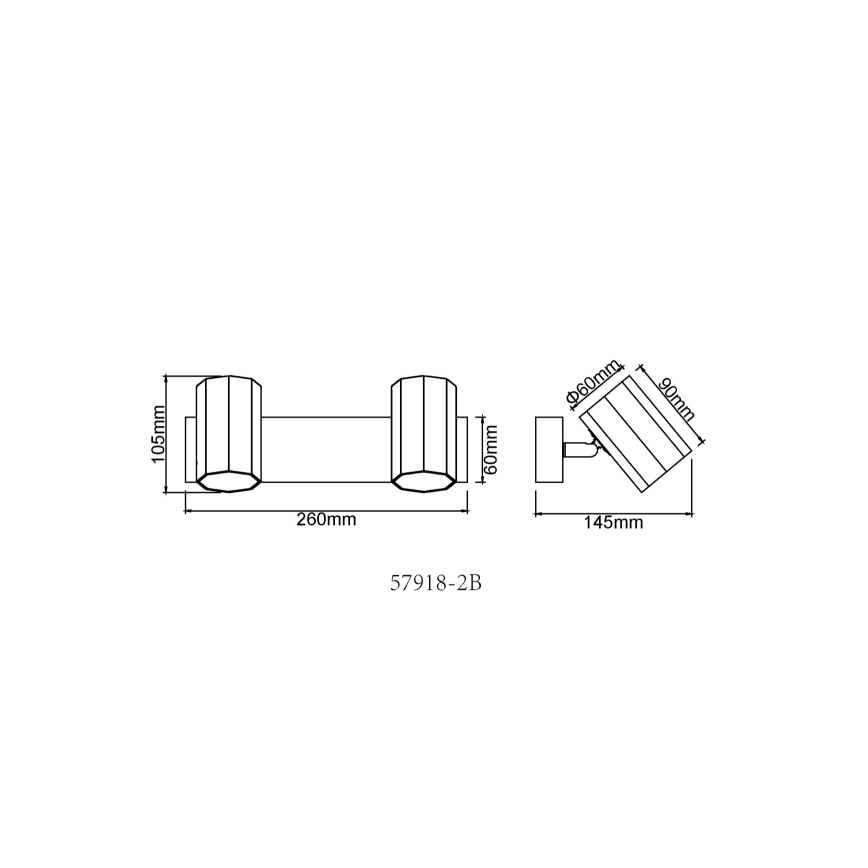 Globo - Akcentinis apšvietimas 2xGU10/25W/230V juoda