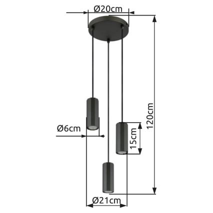 Globo - Pakabinamas sietynas 3xGU10/25W/230V juoda