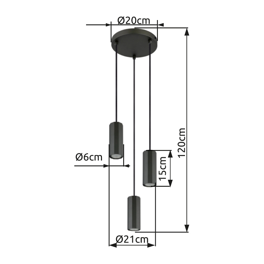Globo - Pakabinamas sietynas 3xGU10/25W/230V juoda