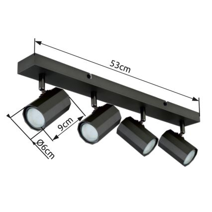 Globo - Akcentinis apšvietimas 4xGU10/25W/230V juoda