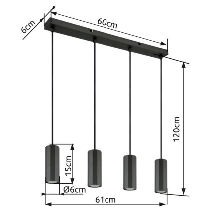 Globo - Pakabinamas sietynas 4xGU10/25W/230V juoda