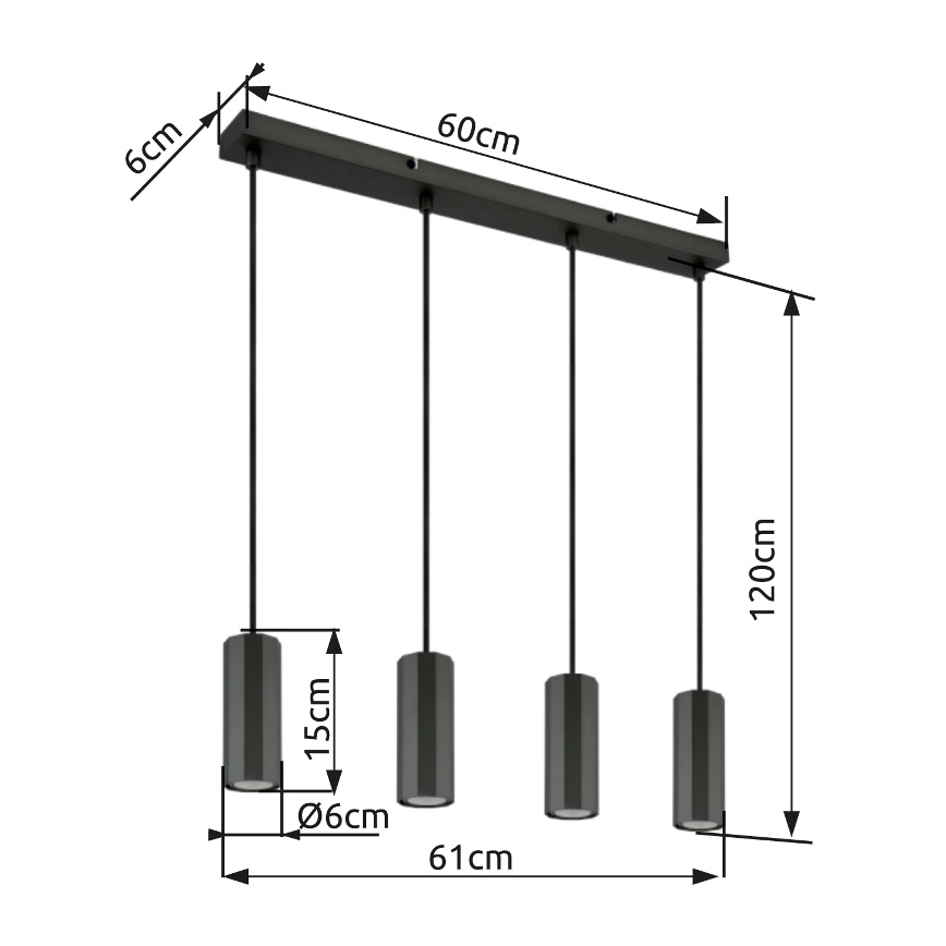 Globo - Pakabinamas sietynas 4xGU10/25W/230V juoda