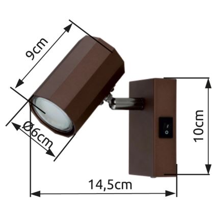 Globo - Sieninis akcentinis šviestuvas 1xGU10/25W/230V ruda