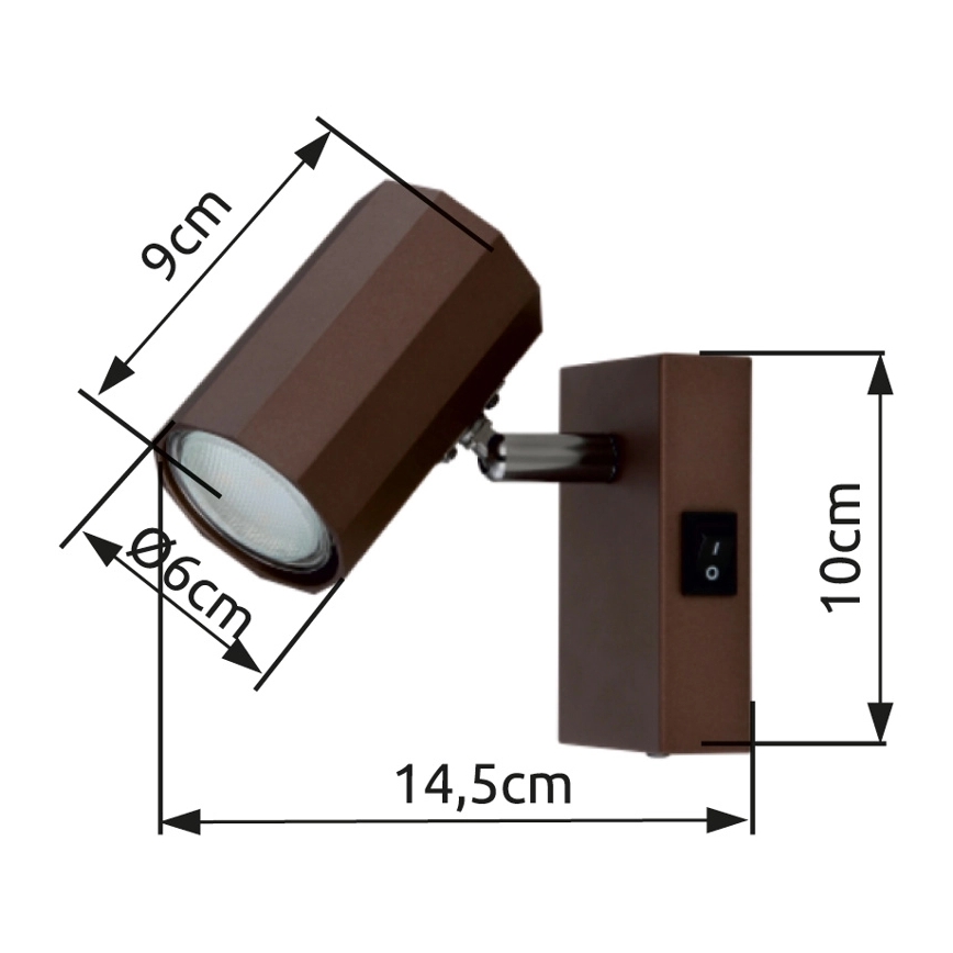 Globo - Sieninis akcentinis šviestuvas 1xGU10/25W/230V ruda