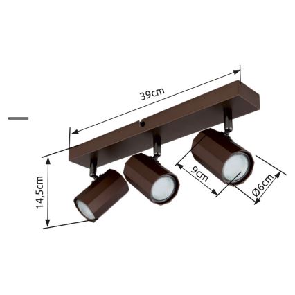 Globo - Akcentinis apšvietimas 3xGU10/25W/230V ruda