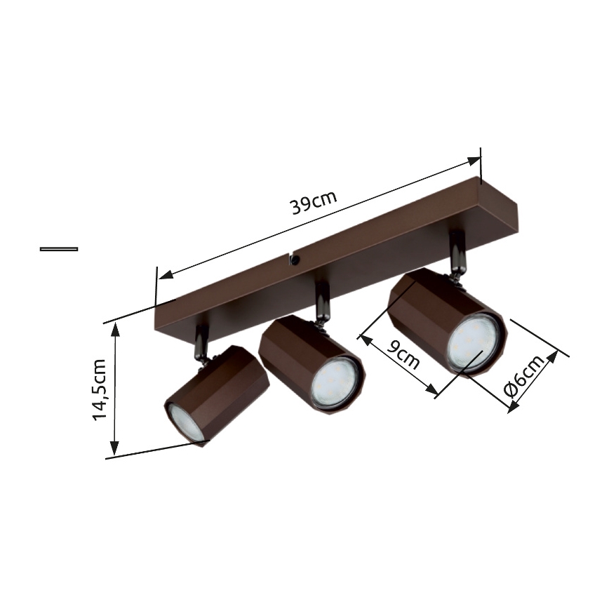 Globo - Akcentinis apšvietimas 3xGU10/25W/230V ruda