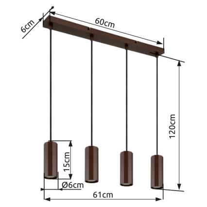 Globo - Pakabinamas sietynas 4xGU10/25W/230V ruda