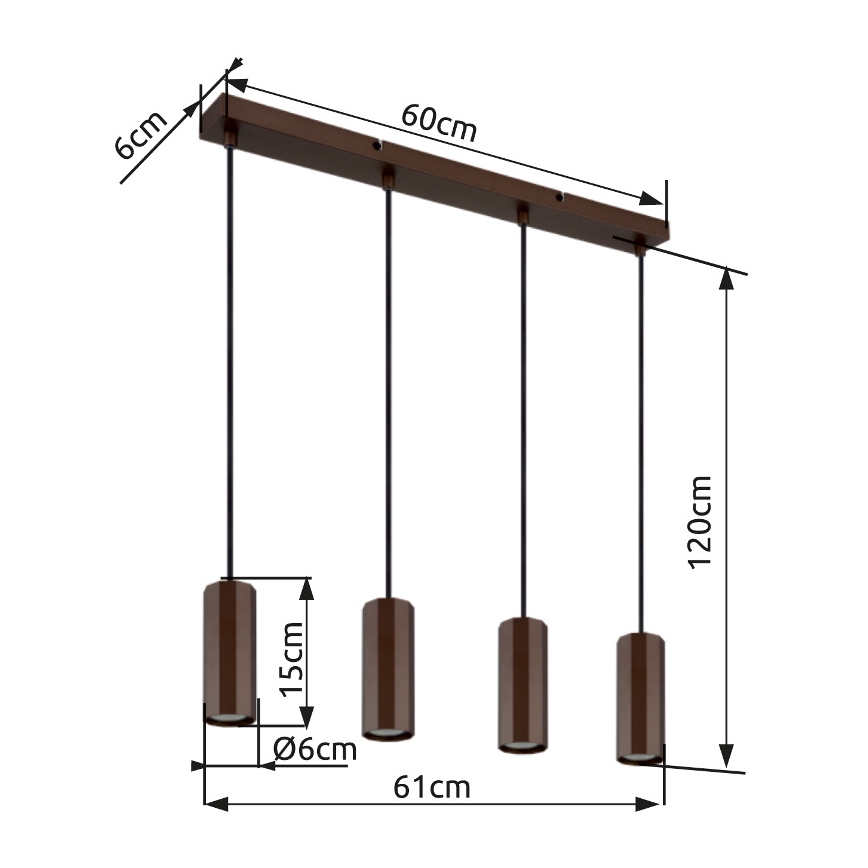Globo - Pakabinamas sietynas 4xGU10/25W/230V ruda