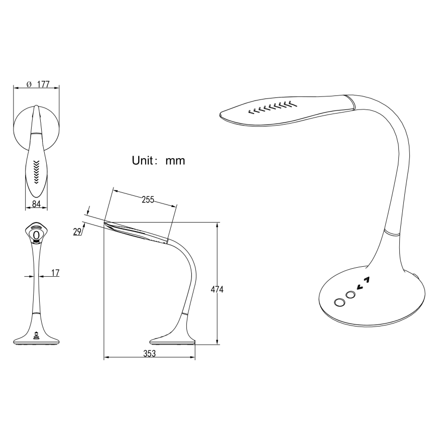 Globo - LED Pritemdomas jutiklinė lankstus Stalinis šviestuvas LED/9W/230V 3000/4500/6500K juoda