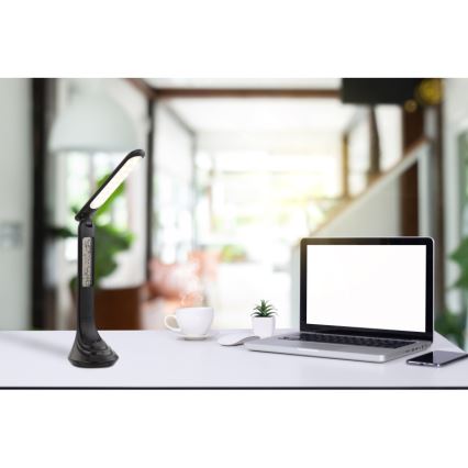 Globo - LED reguliuojamo ryškumo įkraunama stalinė lempa su ekranu LED/4W/230V 2200 mAh juoda