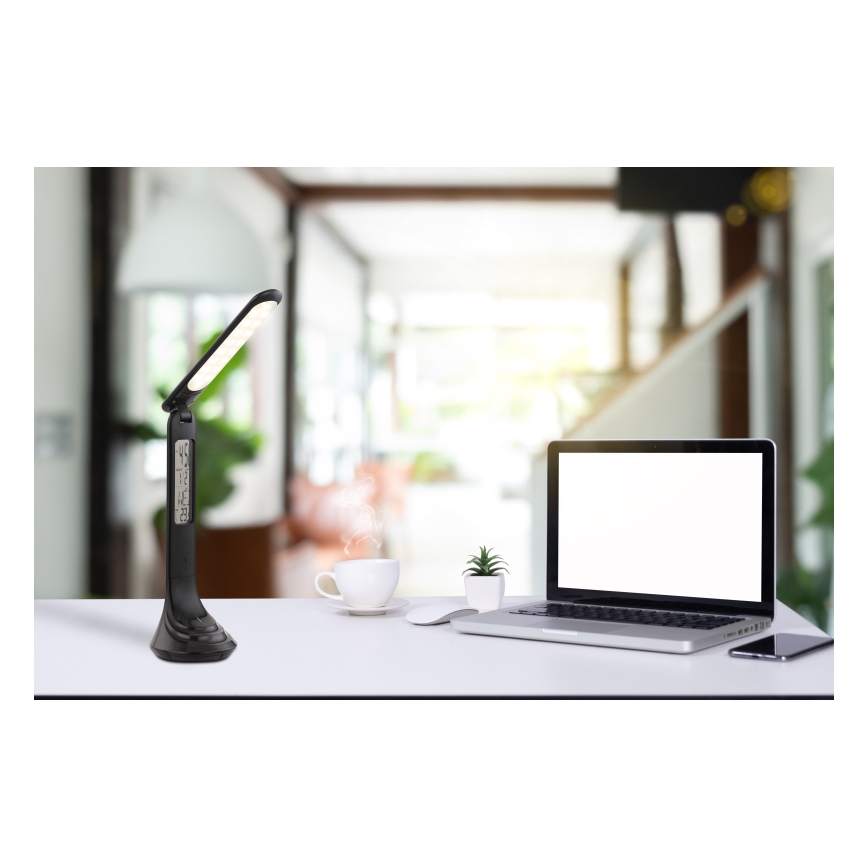 Globo - LED reguliuojamo ryškumo įkraunama stalinė lempa su ekranu LED/4W/230V 2200 mAh juoda
