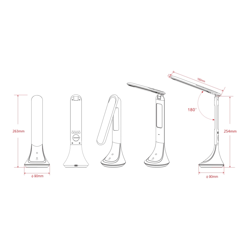 Globo - reguliuojama įkraunama stalinė LED lempa su ekranu LED/4W/230V 2200 mAh, balta