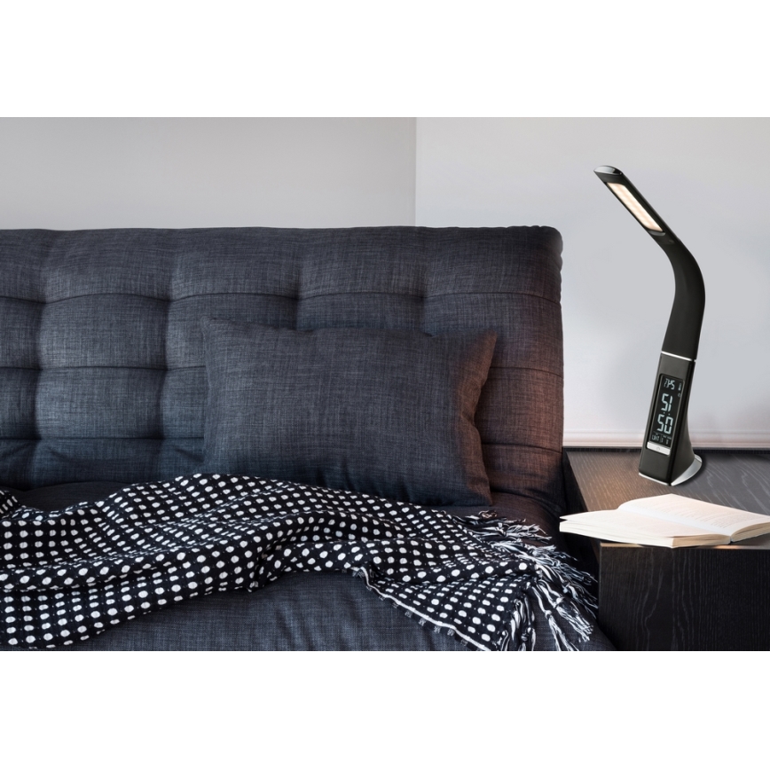 Globo - LED reguliuojama jutiklinė stalinė lempa su ekranu LED/6,5W/230V 3000/4500/5800K juoda