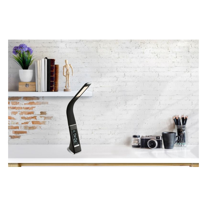 Globo - LED reguliuojama jutiklinė stalinė lempa su ekranu LED/6,5W/230V 3000/4500/5800K juoda