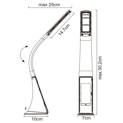 Globo - LED reguliuojama jutiklinė stalinė lempa su ekranu LED/6,5W/230V 3000/4500/5800K juoda