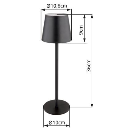 Globo - LED pritemdoma jutiklinė lauko lempa LED/3W/3,7V IP44 1800mAh + USB juoda