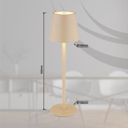 Globo - LED pritemdoma jutiklinė lauko lempa LED/3W/3,7V IP44 1800 mAh USB smėlio spalva