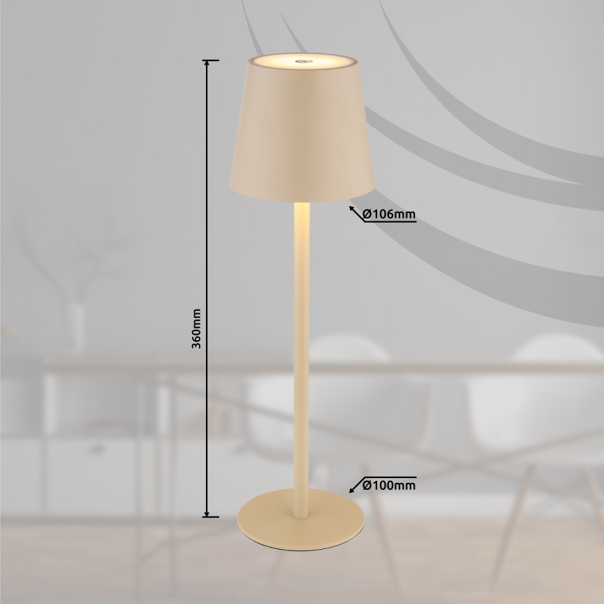 Globo - LED pritemdoma jutiklinė lauko lempa LED/3W/3,7V IP44 1800 mAh USB smėlio spalva