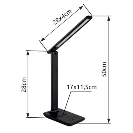 Globo - LED Jutiklinis pritemdomas stalinis šviestuvas LED/5W/230V 2700/4000/6500K juoda