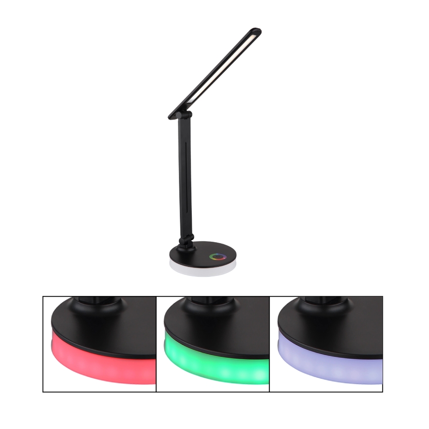 Globo - LED RGBW pritemdoma jutiklinė stalinė lempa LED/5W/230V + LED/2W 2700K/4000K/6500K juoda