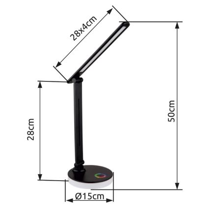 Globo - LED RGBW pritemdoma jutiklinė stalinė lempa LED/5W/230V + LED/2W 2700K/4000K/6500K juoda