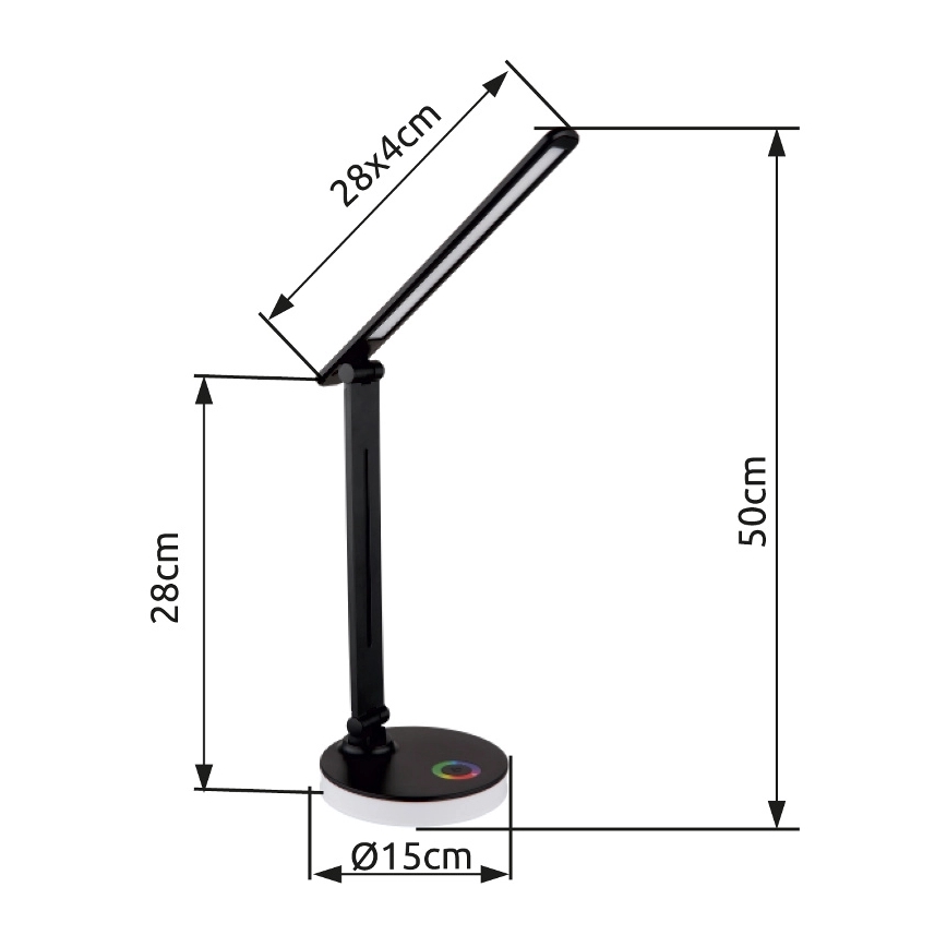 Globo - LED RGBW pritemdoma jutiklinė stalinė lempa LED/5W/230V + LED/2W 2700K/4000K/6500K juoda