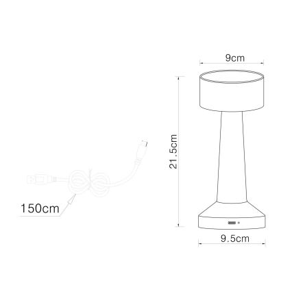 Globo - LED pritemdomas, liečiamas stalinis šviestuvas LED/1W/3,7V 2700K/4000K/6500K 800 mAh USB auksas