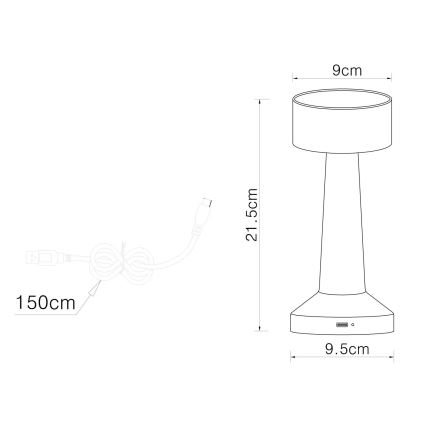 Globo - LED pritemdomas, liečiamas stalinis šviestuvas LED/1W/3,7V 2700K/4000K/6500K 800 mAh USB matinis chromas