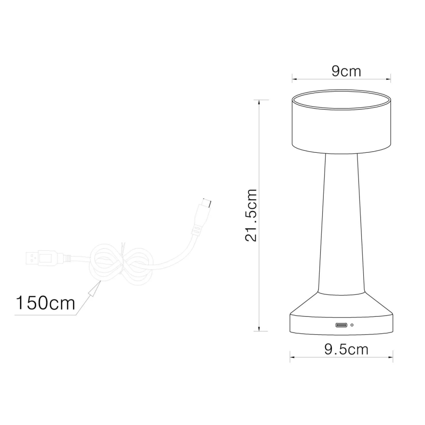 Globo - LED pritemdomas, liečiamas stalinis šviestuvas LED/1W/3,7V 2700K/4000K/6500K 800 mAh USB matinis chromas