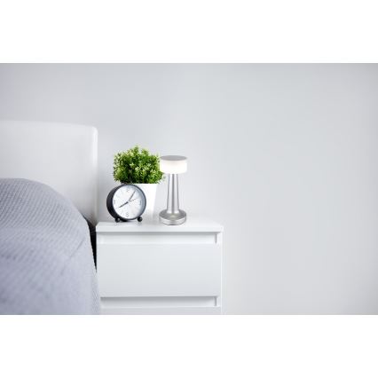 Globo - LED reguliuojama jutiklinė stalinė lempa LED/1W/3,7V 2700K/4000K/6500K 800 mAh USB matinio chromo spalvos