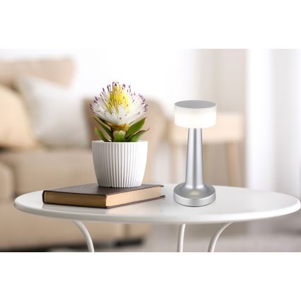 Globo - LED reguliuojama jutiklinė stalinė lempa LED/1W/3,7V 2700K/4000K/6500K 800 mAh USB matinio chromo spalvos