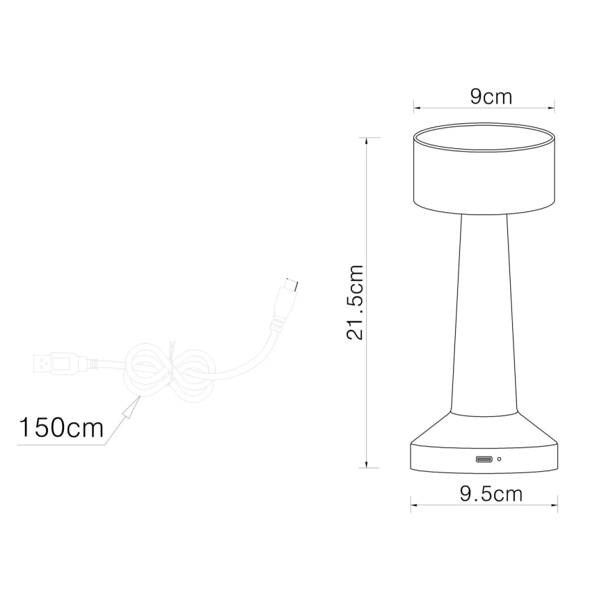 Globo - LED pritemdomas, liečiamas stalinis šviestuvas LED/1W/3,7V 2700K/4000K/6500K 800 mAh USB balta
